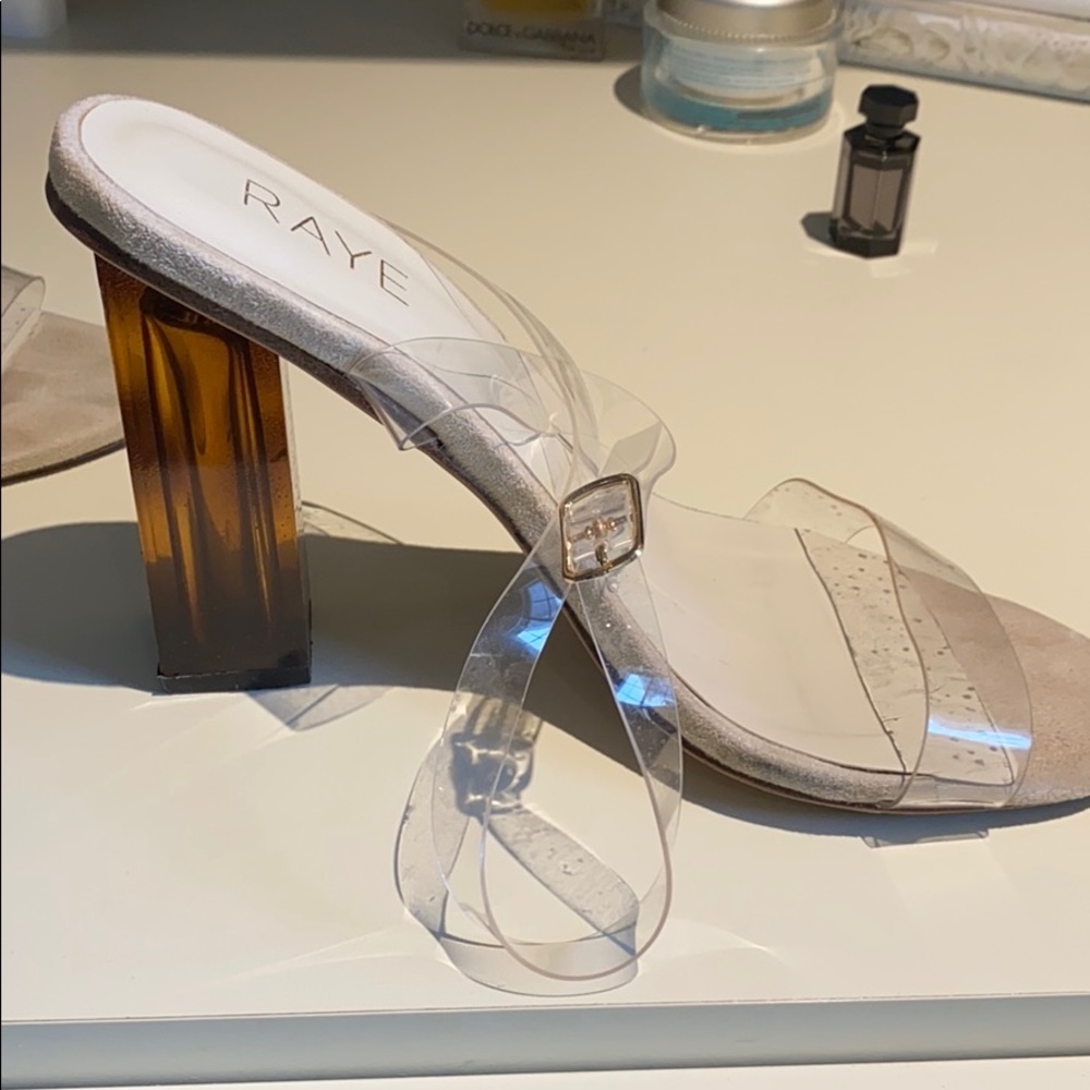 COPY - Clear ankle strap brown tortoise heels